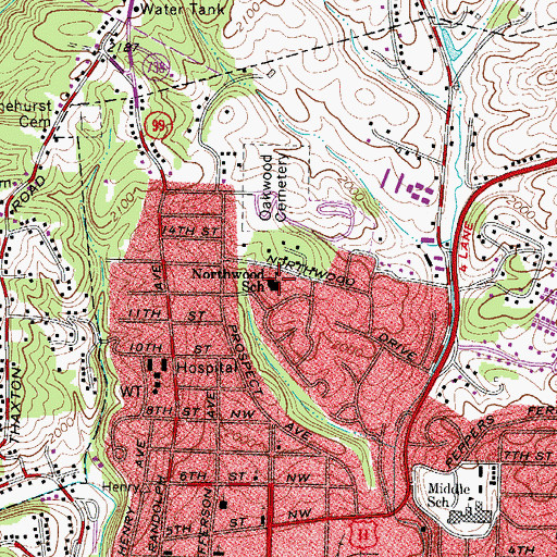 Topographic Map of Northwood Elementary School (historical), VA