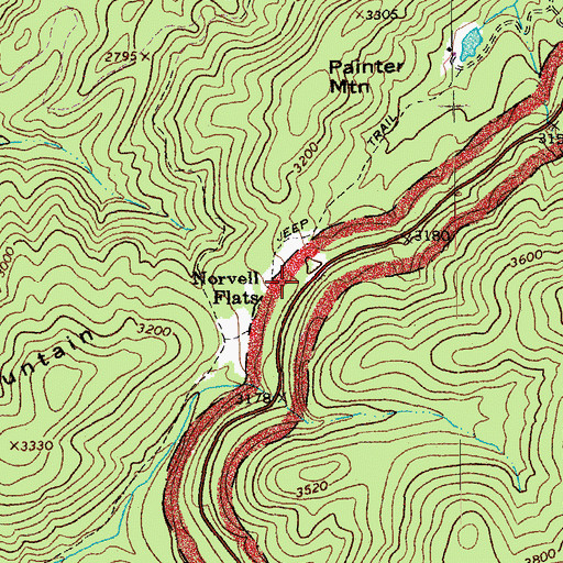 Topographic Map of Norvell Flats, VA