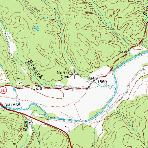 Topographic Map of Nutter Cemetery, VA