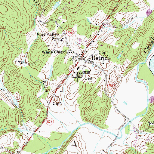 Topographic Map of Oak Hill Church, VA