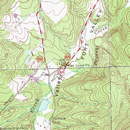 Topographic Map of Oak Level Church, VA
