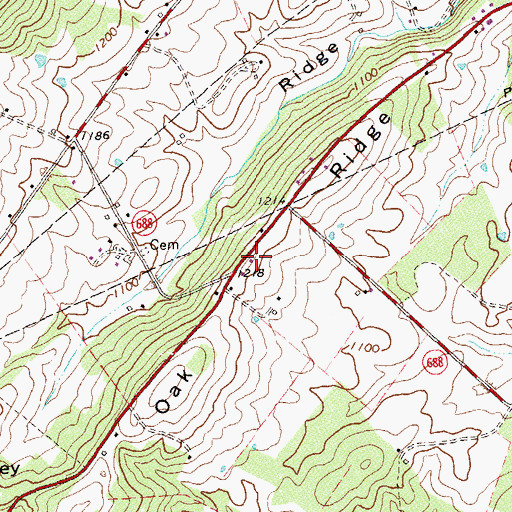 Topographic Map of Oak Ridge, VA