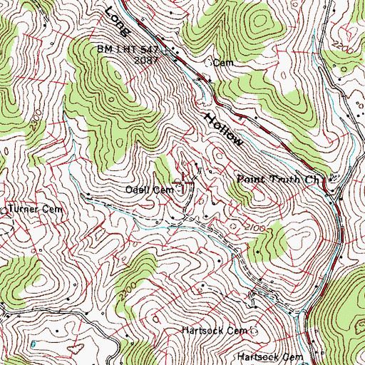 Topographic Map of Odell Cemetery, VA
