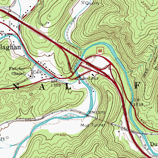 Topographic Map of Ogle Creek, VA