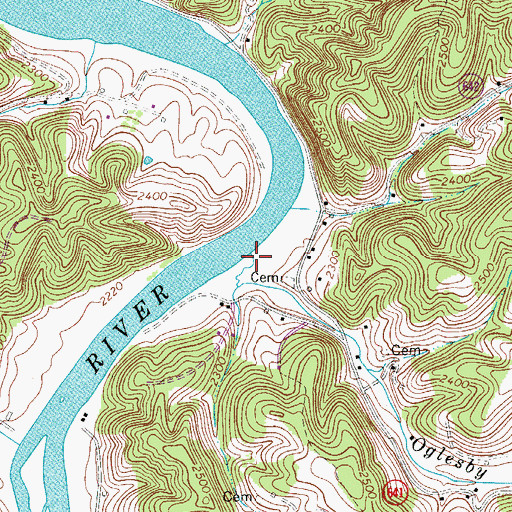 Topographic Map of Oglesby Branch, VA