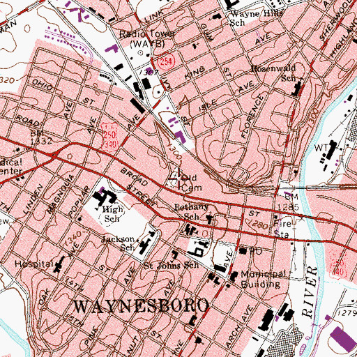 Topographic Map of Old Cemetery, VA
