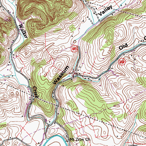 Topographic Map of Old Chilhowie Valley, VA