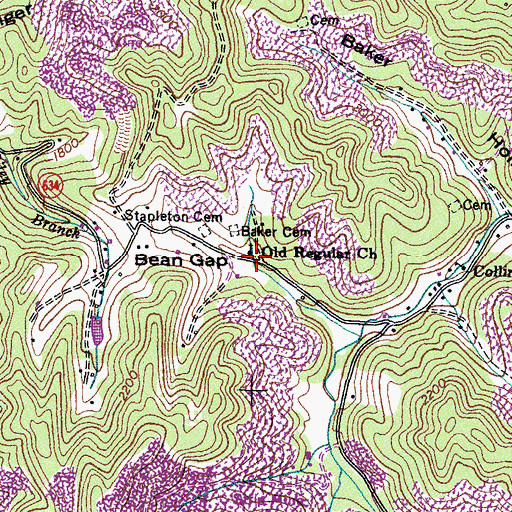 Topographic Map of Old Regular Church, VA