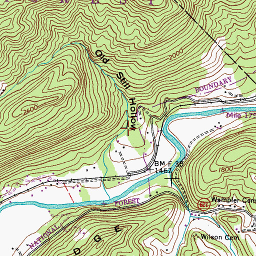 Topographic Map of Old Still Hollow, VA