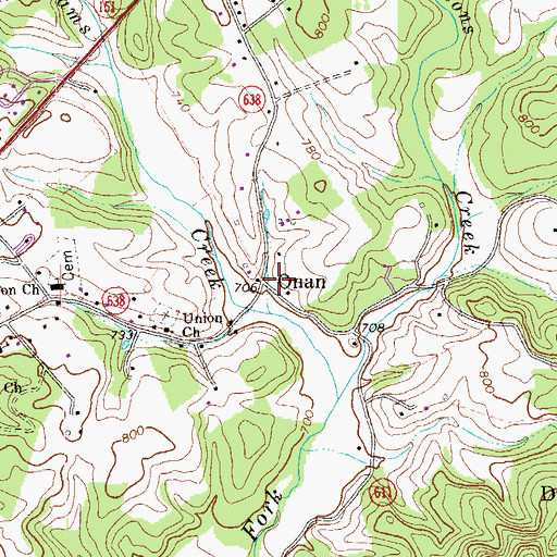Topographic Map of Onan, VA