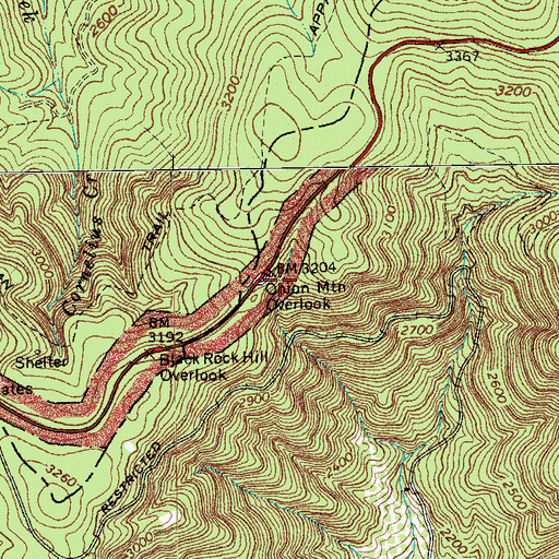 Topographic Map of Onion Mountain Overlook, VA