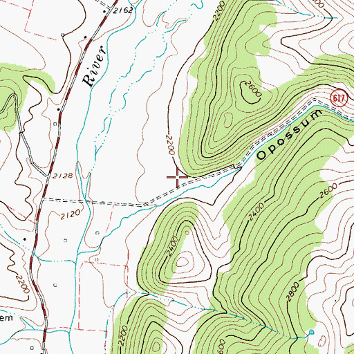 Topographic Map of Opossum Hollow, VA