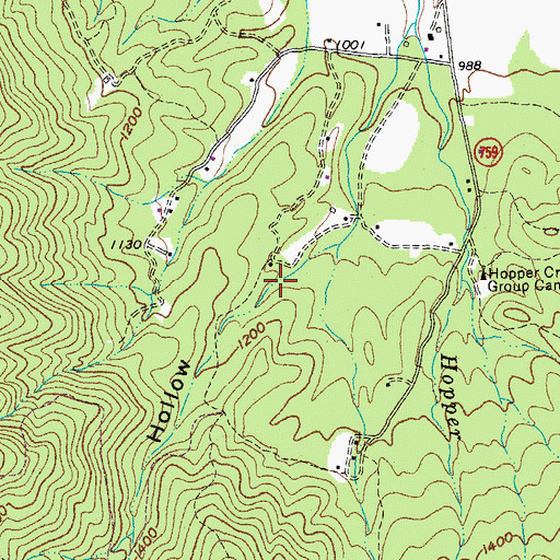 Topographic Map of Oppossum Hollow, VA