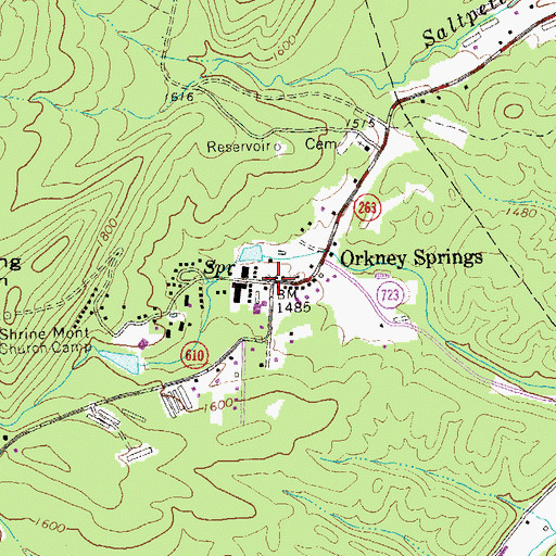 Topographic Map of Orkney Springs, VA