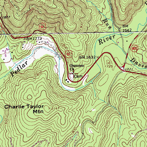 Topographic Map of Oronoco Church, VA