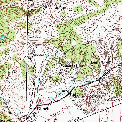 Topographic Map of Osborne Cemetery, VA