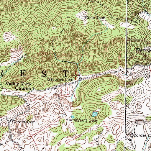 Topographic Map of Osborne Cemetery, VA