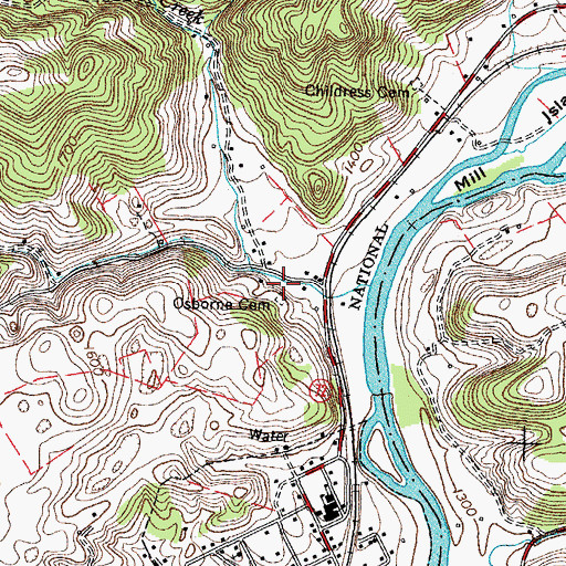 Topographic Map of Osborne Cemetery, VA