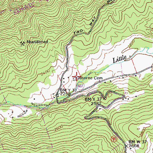 Topographic Map of Osborne Cemetery, VA