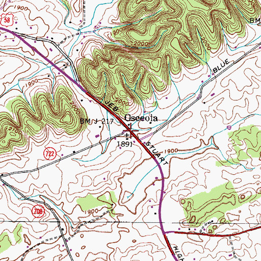 Topographic Map of Osceola, VA