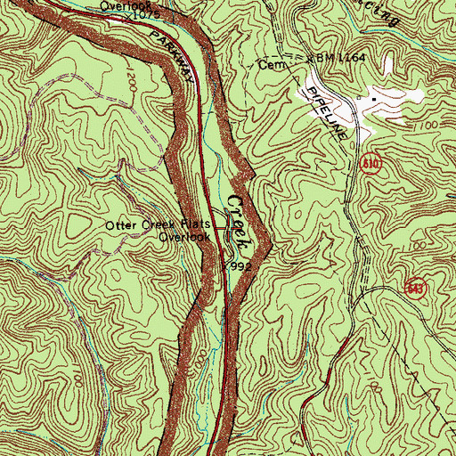 Topographic Map of Otter Creek Flats Overlook, VA
