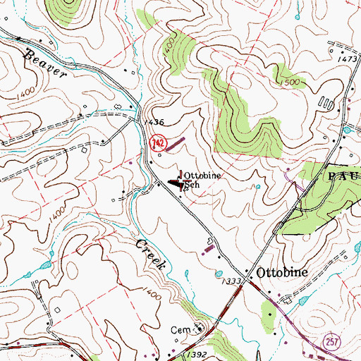 Topographic Map of Ottobine Elementary School, VA