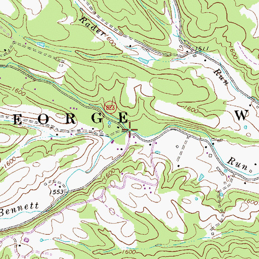 Topographic Map of Overly Run, VA