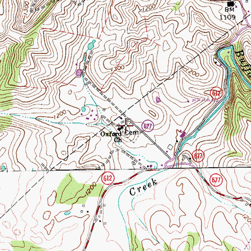 Topographic Map of Oxford Church, VA