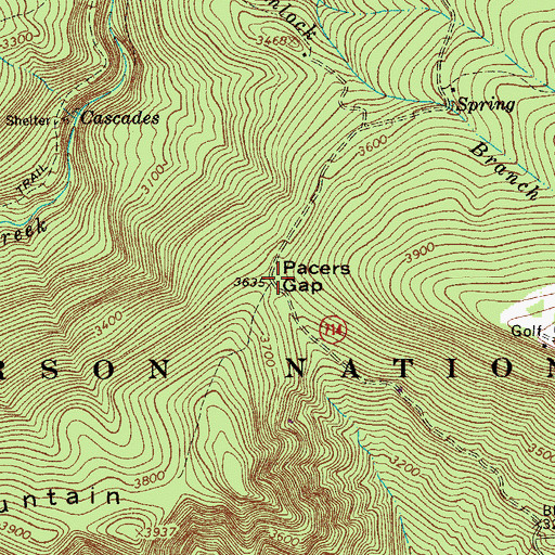 Topographic Map of Pacers Gap, VA