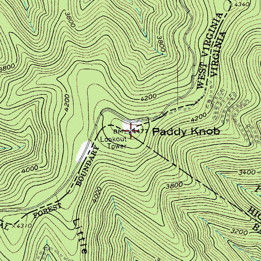 Topographic Map of Paddy Knob, VA
