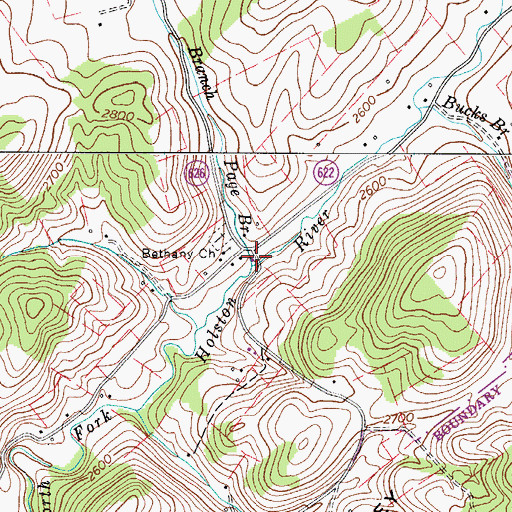 Topographic Map of Page Branch, VA