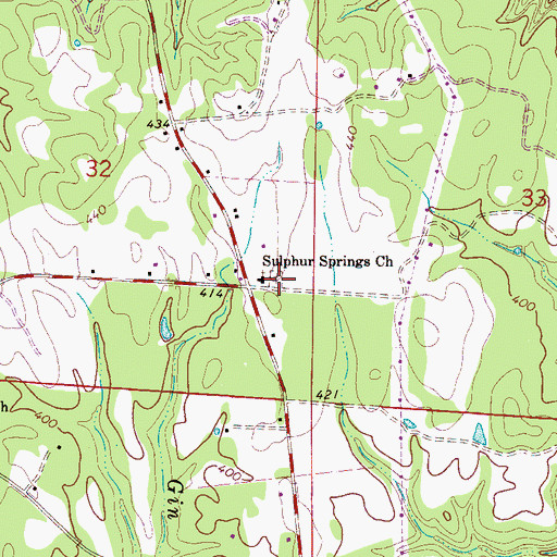 Topographic Map of Sulphur Springs Cemetery, AL