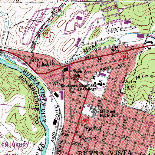 Topographic Map of Park Avenue School, VA