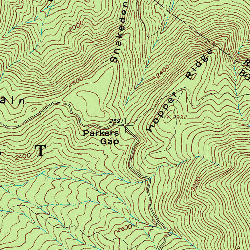 Topographic Map of Parkers Gap, VA