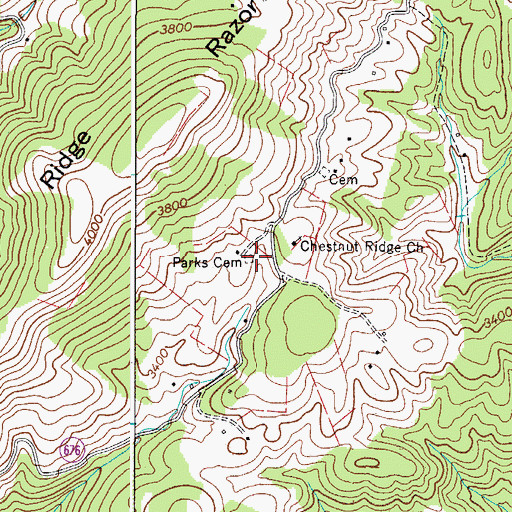 Topographic Map of Parks Cemetery, VA