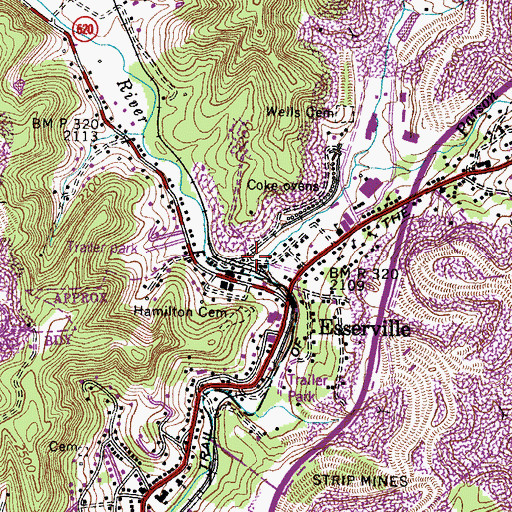 Topographic Map of Parson Branch, VA