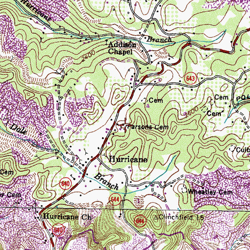 Topographic Map of Parsons Cemetery, VA
