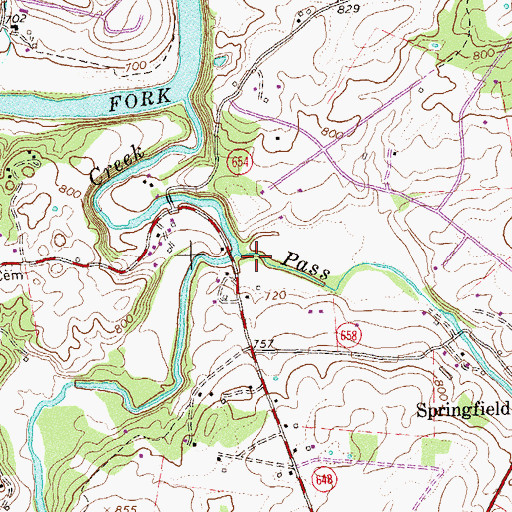Topographic Map of Pass Run, VA