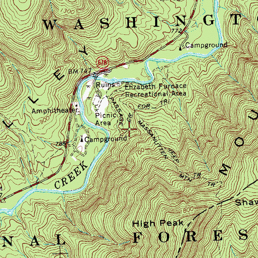 Topographic Map of Passage Creek for Trail, VA