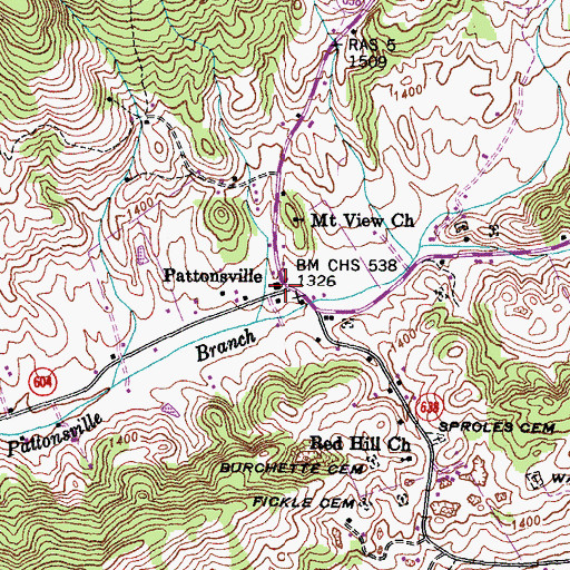 Topographic Map of Pattonsville, VA