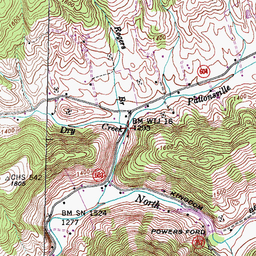 Topographic Map of Pattonsville Branch, VA