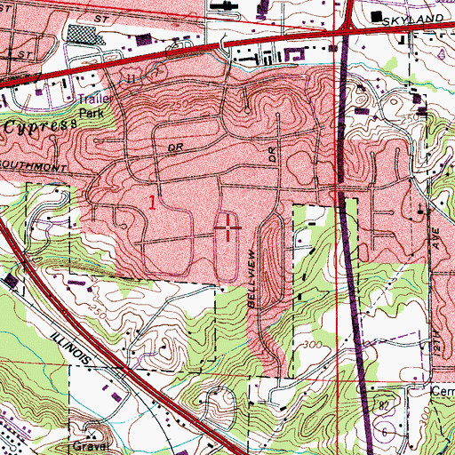 Topographic Map of Sutton Place, AL