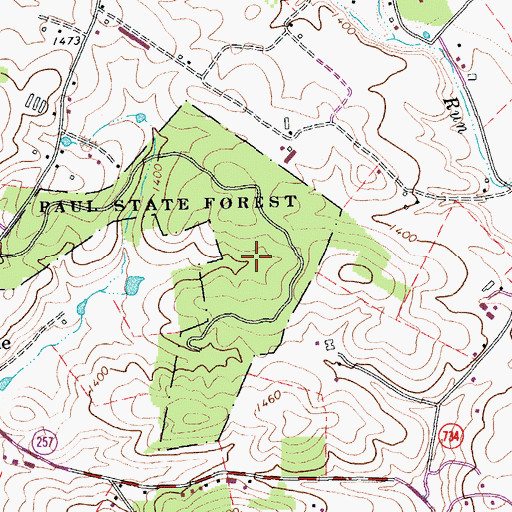 Topographic Map of Paul State Forest, VA