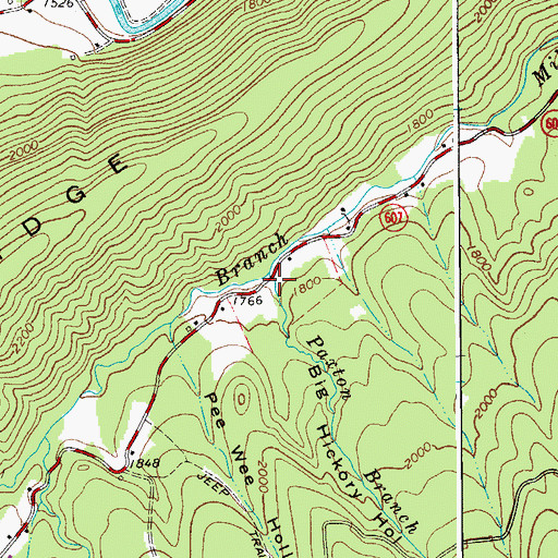 Topographic Map of Paxton Branch, VA