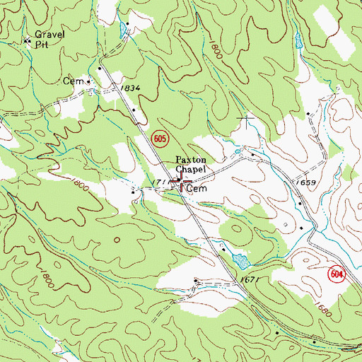Topographic Map of Paxton Chapel, VA