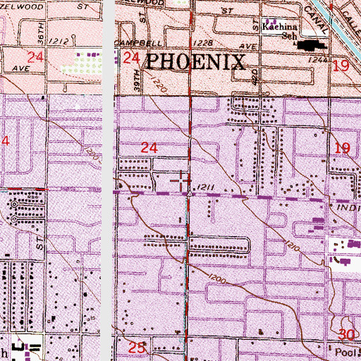 Topographic Map of Palm Grove Shopping Center, AZ