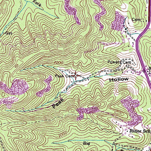 Topographic Map of Peak Cemetery, VA