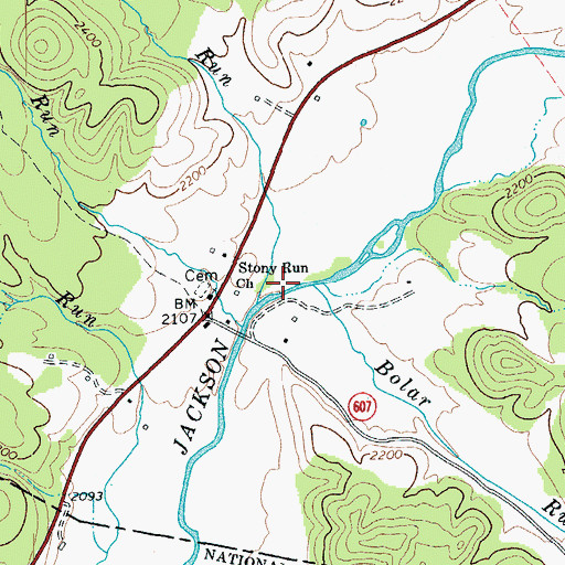 Topographic Map of Peak Run, VA