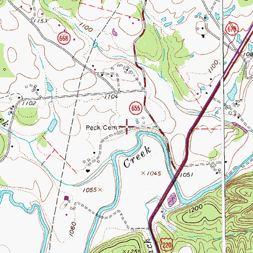 Topographic Map of Peck Cemetery, VA