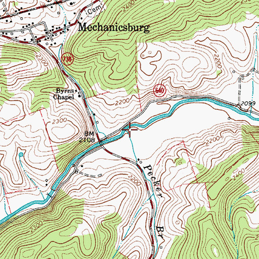 Topographic Map of Pecker Branch, VA